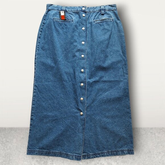 Vintage 90s Y2K Tommy Jeans Button Front Maxi Denim Skirt Women's 16 Modest Boho - Picture 1 of 11